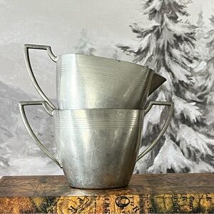 Vintage Pewter Creamer & Sugar Set Genuine Pewter Classic Minimalist Tableware
